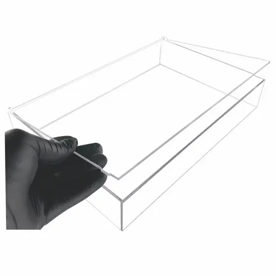 Caixa 30x20x5cm organizadora acrilica multiuso transparente tampa flip articulada