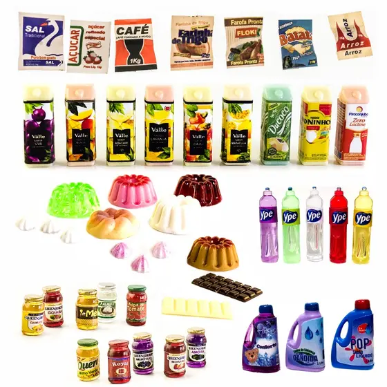 Kit Miniatura coleção comidas bebidas KitG8 48 Peças