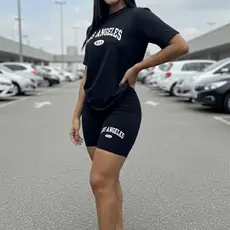 Conjunto feminino Blusão bermuda legging camiseta feminina short legging conjunto academia blusão Califórnia brookilin