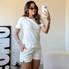 Conjunto Feminino blusa basica camisa básica feminina mais short feminino moletom conjunto feminino basico pra dia a dia