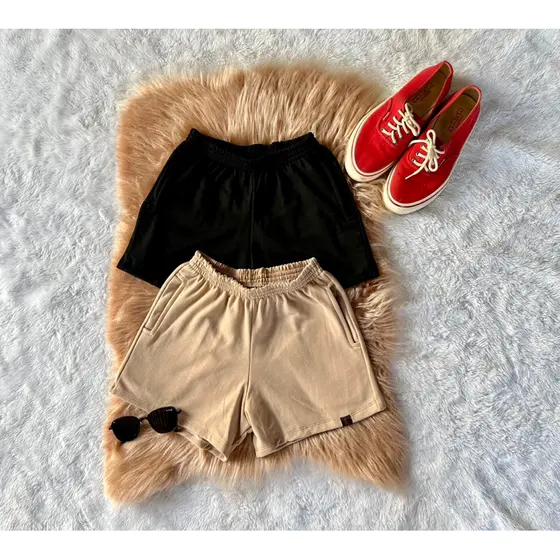 Kit 2 Short Feminino Moletom Bermuda Feminina básica confortável para seu dia a dia com bolso