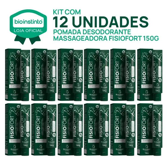 12 UN FISIOFORT 150g pomada massageadora desodorante Bio instinto academia dores musculares treino