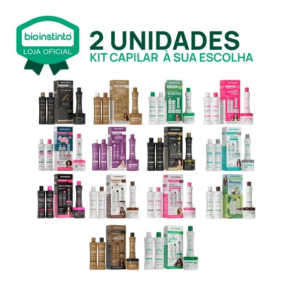 Kit Capilar Bio Instinto 4 Itens ( 2 Kits Completos ) A Sua escolha Lisos Cacheados Secos Hidratação