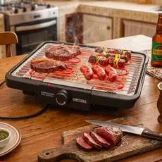 Churrasqueira Eletrica Grill Grelha Removivel Antiaderente Compacta Preta 127V