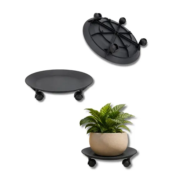 Suporte Resistente Com Rodinhas Para Vaso De Plantas 30cm