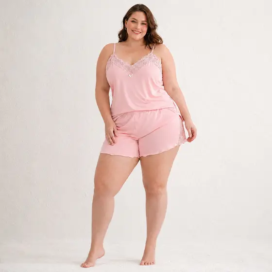 Short Doll Plus Size Feminino Roupa de Dormir Conforto