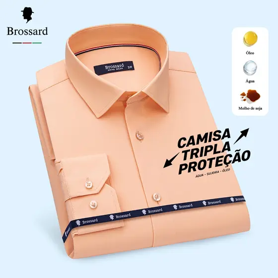 Camisa Social Masculina Slim - Tecido Não Amassa e Elástico, Impermeável, Respirável Moda Elegante