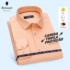 Camisa Social Masculina Slim - Tecido Não Amassa e Elástico, Impermeável, Respirável Moda Elegante