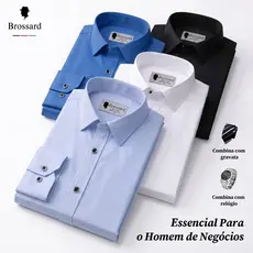 Camisa Social Masculina Manga Longa BROSSARD Não amassa Algodão Slim Estilosas Ideal Para Presente