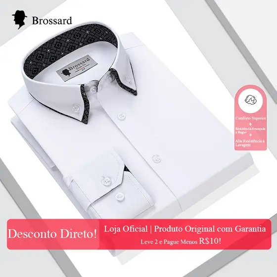 Camisa Social Masculina Premium Manga Longa - Não Amassa e Respirável - Slim Fit - Frete Grátis