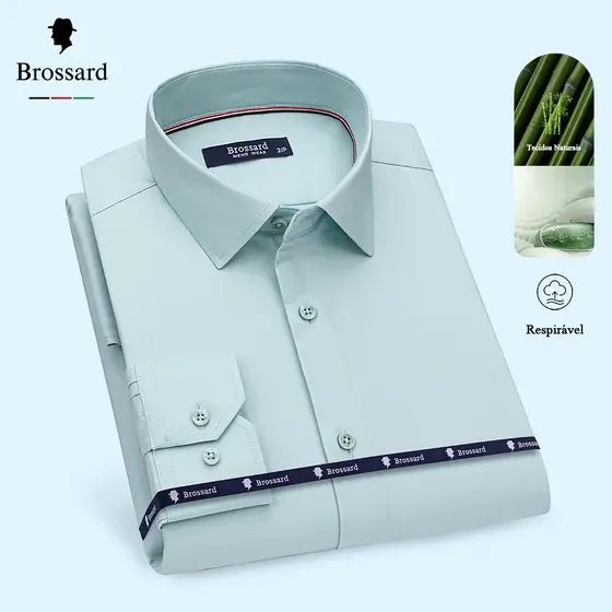 Camisa Social Masculina Moda Não Amassa e Respirável - Fibra de Bambu Natural de Origem Importada