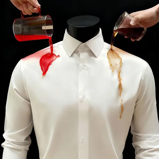 Camisa Social Masculina Brossard Série Diamante,Tripla Proteção【Impermeável, Antióleo e Antimancha】