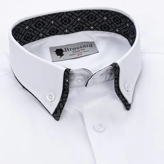 Brossard Camisa masculina slim decote listrado multicolor Respirável para Trabalho e Casual