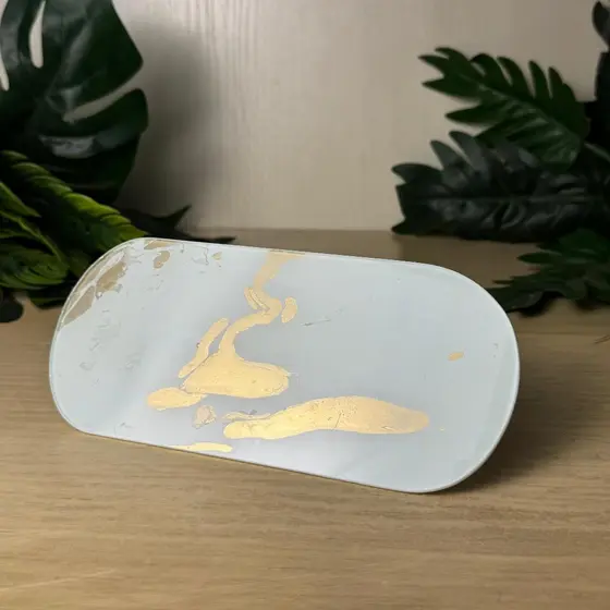 Bandeja MARMORIZADA Capsula - Minimalista Moderna Decorativa Lavabo Banheiro Sala Casa Presente Luxo