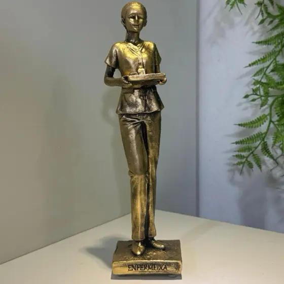 Estatua Estatueta Profissão ENFERMEIRA Enfermagem - Gesso Design Interiores Medicina Saúde Decoração