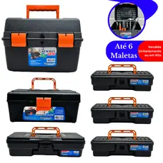 Kit até 6 Maletas Ferramentas Caixas Reforçadas Pequena Grande Caixa Mecânico Reforçada
