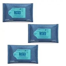 300Un Lenço Umedecido Baby Softly com Vitaminas A, E, C, Aloe Vera e Camomila - 3 Pacotes