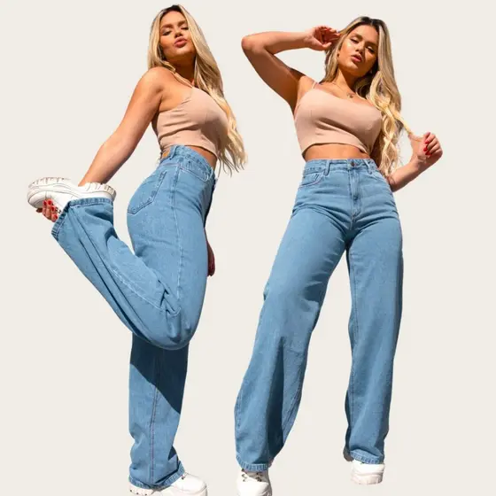 CALÇA JEANS WIDE LEG FEMININA COM VARIAÇÕES 29000