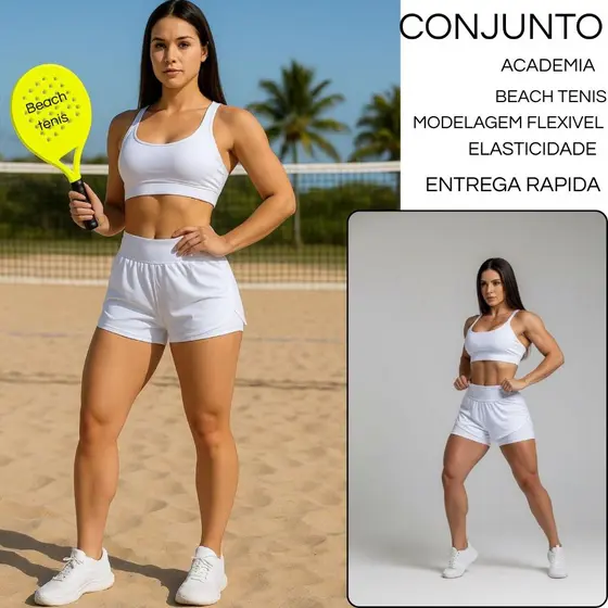Conjunto De Academia Feminino Short Legging + Top Com Compressão e Zero Transparência