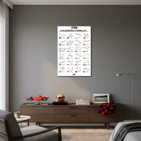 Quadro em Vinil Calendário Fórmula 1 2026 - Sem Borda