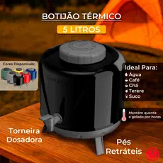 🫖Botijão Térmico 🔥5 ou 10 Litros Galão com Torneira Pezinho Ideal para Café Chá Suco Água Unitermi ☕