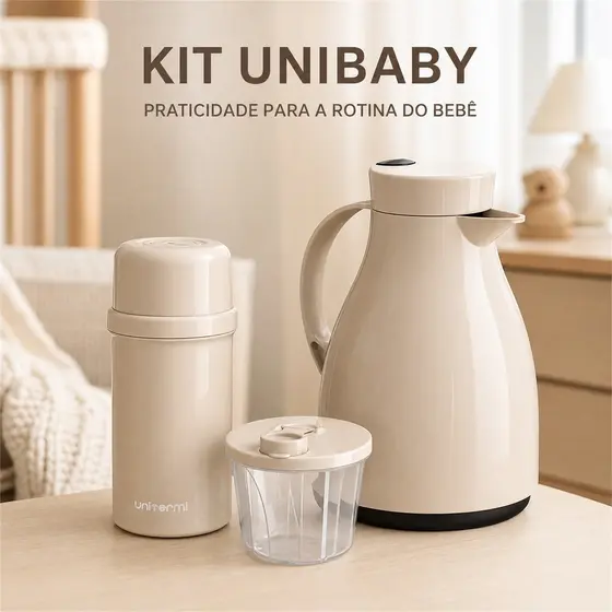 Kit Unibaby Conjunto De Garrafas Térmicas Unitermi Quente Frio Pote Dosador Para Leite Em Pó