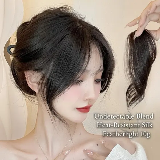Peça De Peruca De Franja Fofa-Extensão De Cabelo Sem Costura Invisível Para Mulheres Clipe Lateral Da Moda