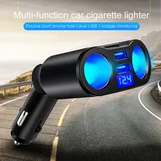 Adaptador De Carregador De Carro USB Duplo 3.1A 4 Em 1 Display LED 12-24V Tomada De Cigarro Divisor De Isqueiro Rápido