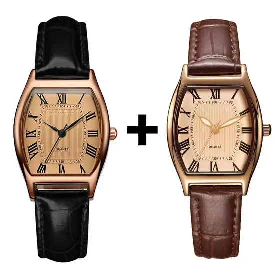 [Compre 1 E Ganhe 1 Grátis] Relógio Feminino Elegante | Pulseira De Couro Retrô Marrom Quartzo Reloj