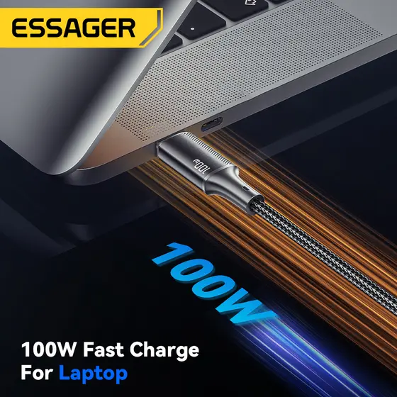 Essa Cabo Essager 100W 5A Tipo C PD USBC Carregamento Rápido USB2.0 480Mbps Para Cabos De IP Samsung Xiaomi Laptop