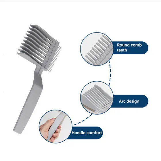 Conjunto De 3 Peças Pente De Máquina De Cortar Cabelo Plana Superior Grosso Portátil Redondo Adequado Para Salão De Bele