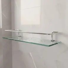 Porta Shampoo Reto Incolor Suporte Banheiro Prateleira Organizador Cozinha 50cm Vidro 6mm