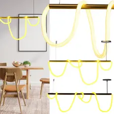 Lustre Pendente de Corda 95cm 60W 3000K Bivolt Dourado e Preto para Sala Quarto – Cordone Ilunato