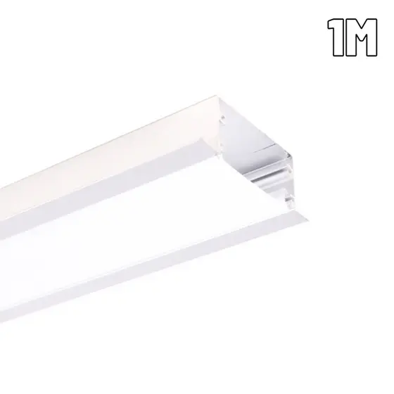 Perfil de LED 40mm p/ Embutir em Gesso Branco 1m Sem LED Alumínio Profissional – Spero Ilunato