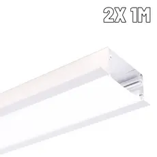 Perfil de LED 40mm Embutir em Gesso Branco Kit 2x1m (2m) Alumínio – Spero Ilunato
