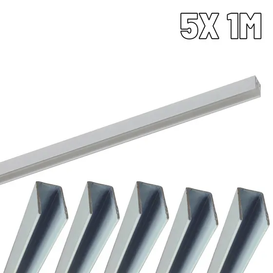 Perfil de Alumínio 8mm para Fita Neon de Led Branco Embutir ou Sobrepor kit 5X 1m