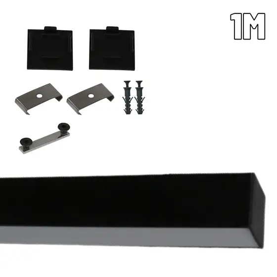 Perfil de Led 36mm Sobepor Preto 1m sem led