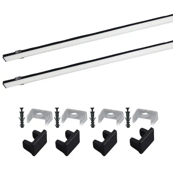 Perfil Sobrepor Led 17X7mm Preto 2X1m Applicato ilunato