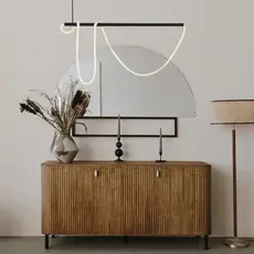 Lustre Pendente de Corda Preto 95cm LED 20W 3000K p/ Sala Quarto Gourmet – Cordone Ilunato