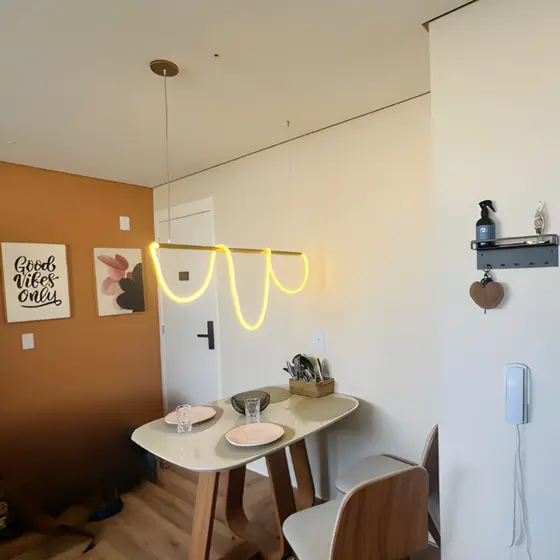 Lustre Pendente de Corda Dourado 95cm LED 20W 3000K p/ Sala Quarto Gourmet – Cordone Ilunato