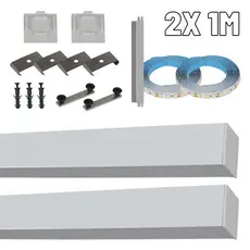 Perfil de Led 36mm Sobepor Branco kit 2X 1m com led 3.000K 40w BIV