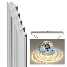 Perfil de LED 25mm para Embutir 5m (5x1m) com Fita LED e Fonte – Branco | Incorporato Ilunato