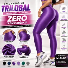 Calça Legging Fitness Feminina Cintura Alta Canelada Trilobal Academia Não Transparente