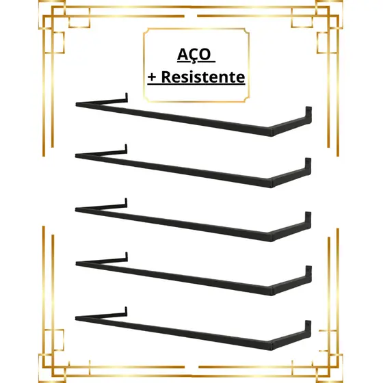 Kit Arara De Parede Cabideiro Aço Resistente Organizador de Roupas Loja Closet Quarto