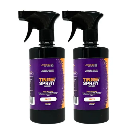 Kit 2 Tinta de Tecidos Roupas e Sofá - Tingespray Borrifador 500ml