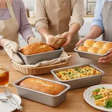 Kit 3 Formas Alumínio Assar Pão Bolo Antiaderente Forno Conjunto Cozinha Padeiro