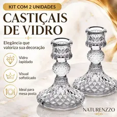 Kit 2 Porta Castiçal De Vidro Porta Velas Enfeite Decoração Suporte De vela Cartiçal Mesa Candelabro
