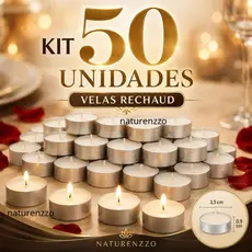 Kit 50 Velas Rechaud Parafina com Suporte Alumínio Decorativas Festa Casamento Aniversário