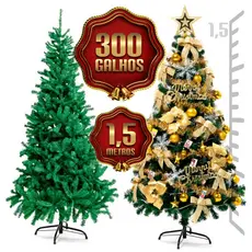 Árvore De Natal Grande 1,5cm  300 Galhos Cheia Promoção Pinheiro Luxo Pé De Ferro