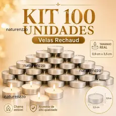 Kit 100 Velas Rechaud Parafina Com Suporte Alumínio Decoração Casamento Festa Jantar flutuante